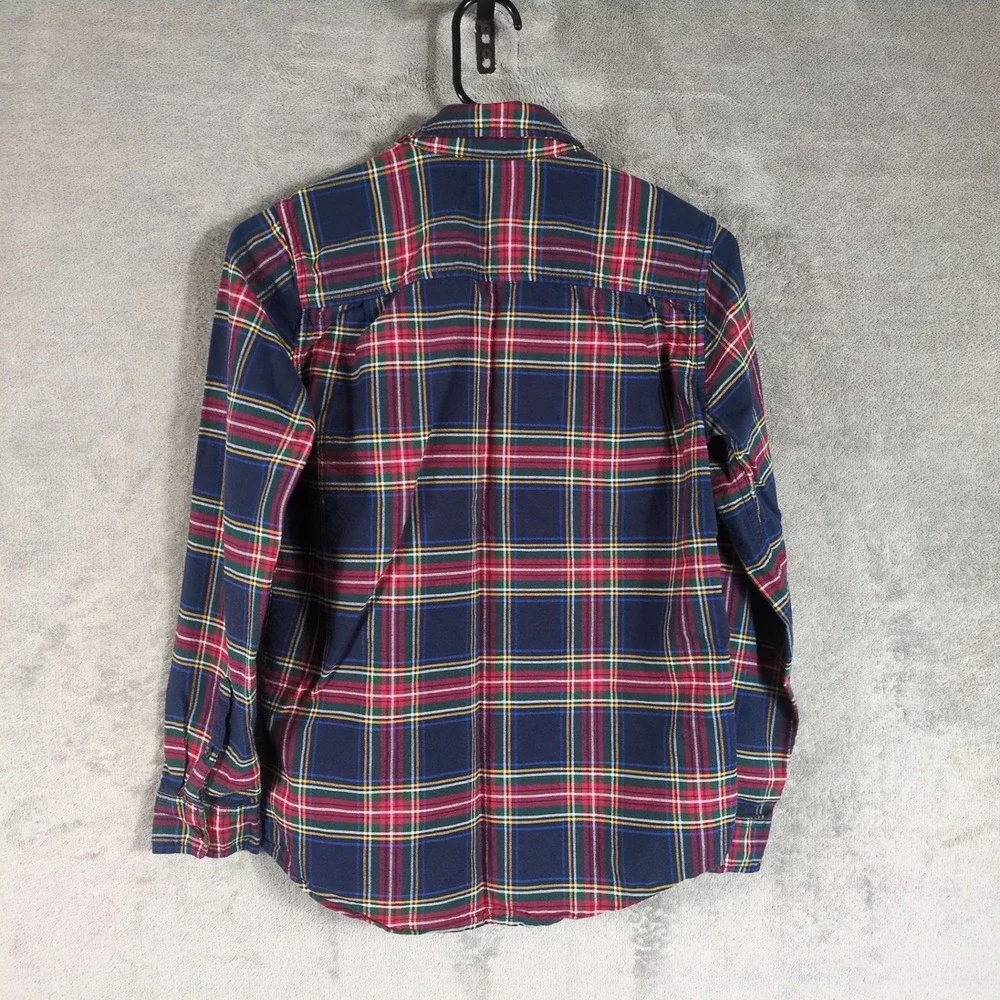 The Childrens Place Boys Blue Red Plaid Flannel Button Down Shirt Size XL 14